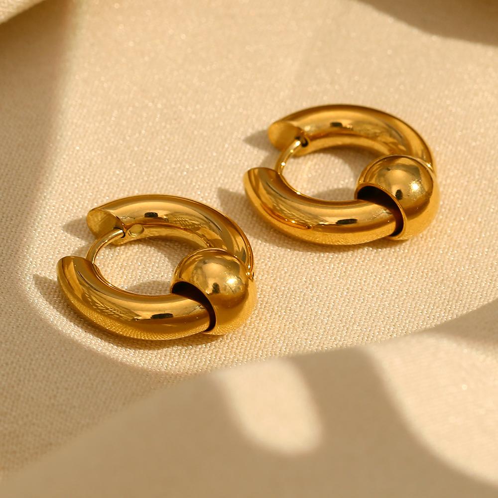 MamacitaSlay Geometric18K Gold Plated Hoops women's earrings Waterproof Daily stainless steel women's jewelry new in earrings