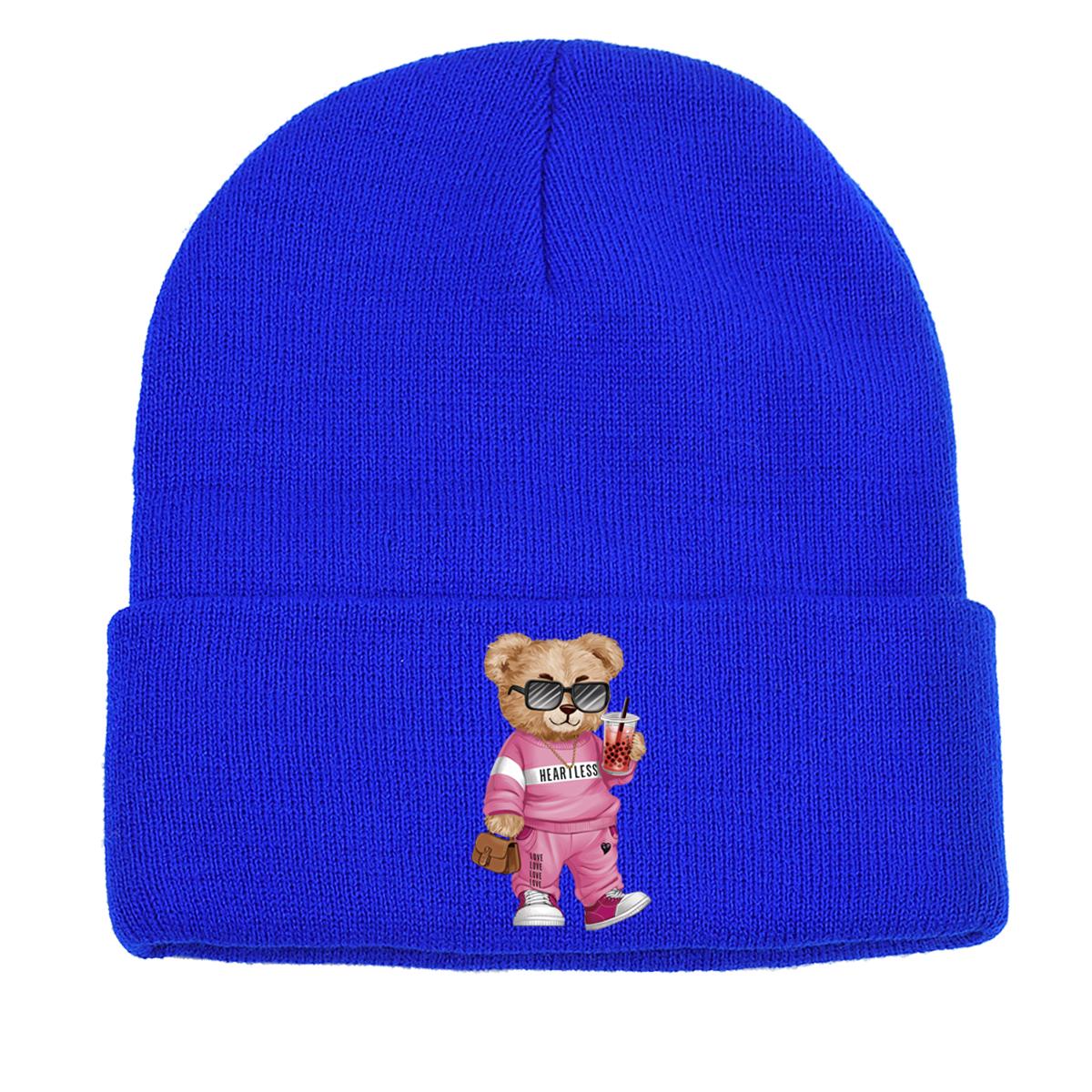 

Солнцезащитные очки Медведь теплая вязаная шапка шапка,Heartless Skullies шапки эластичная однотонная шапка-помпон вязаная шапка шапка as the picture синий