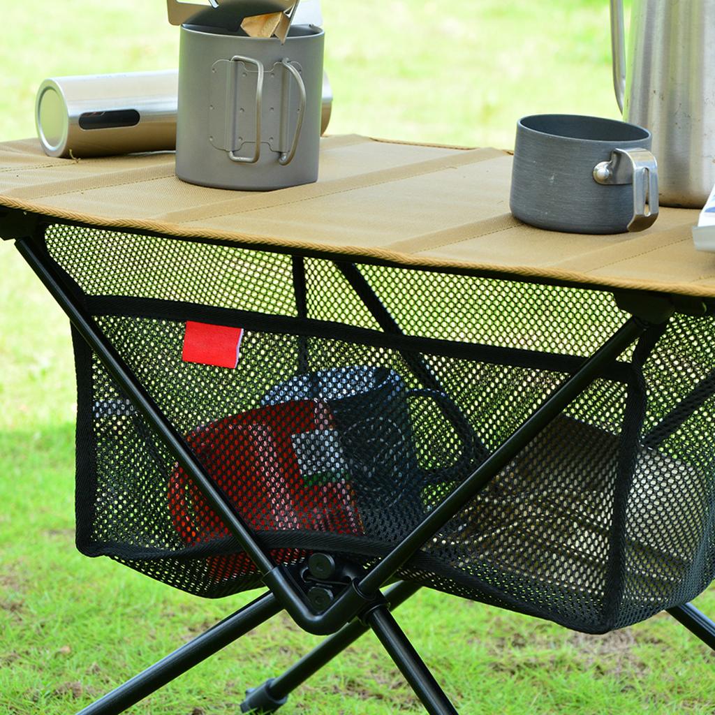 Portable Folding Table Storage Net Shelf Bag Stuff Mesh For Picnic Outdoor Camping Barbecue Kitchen Folding Table Rack Hanging