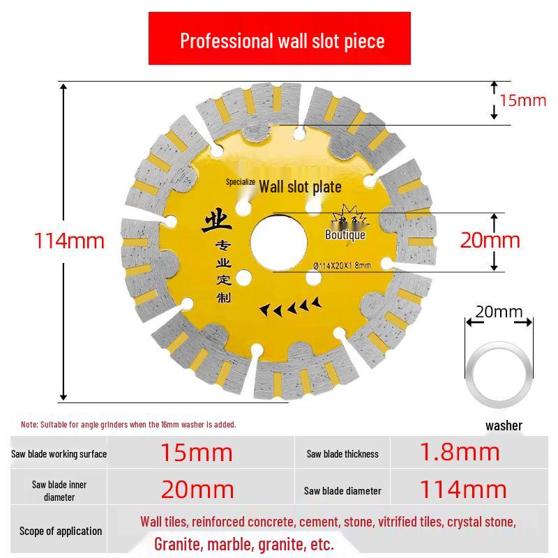 Diamond Slotting Saw Blade for Tile, Concrete, Stone & Marble - Dry Cutting Angle Grinder Blade