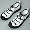 2025 Summer New Men's Hollow Breathable Leather Sandals Men's Soft Leather Soft Sole Casual Leather Shoes White Sandals 8870