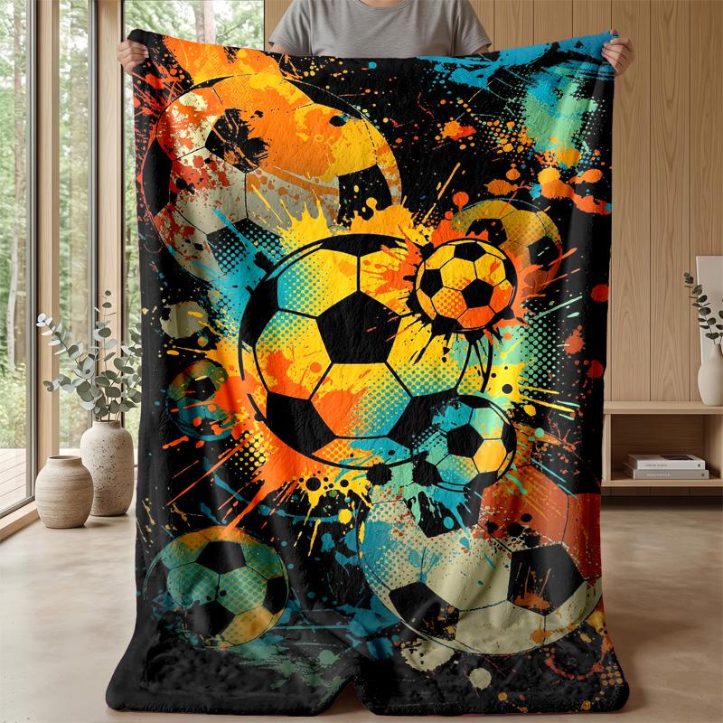 Soccer Ball Splash Art 2 Theme blanket Lightweight Warm Flannel Blanket Decorative Throw Blanket for Home Decoration