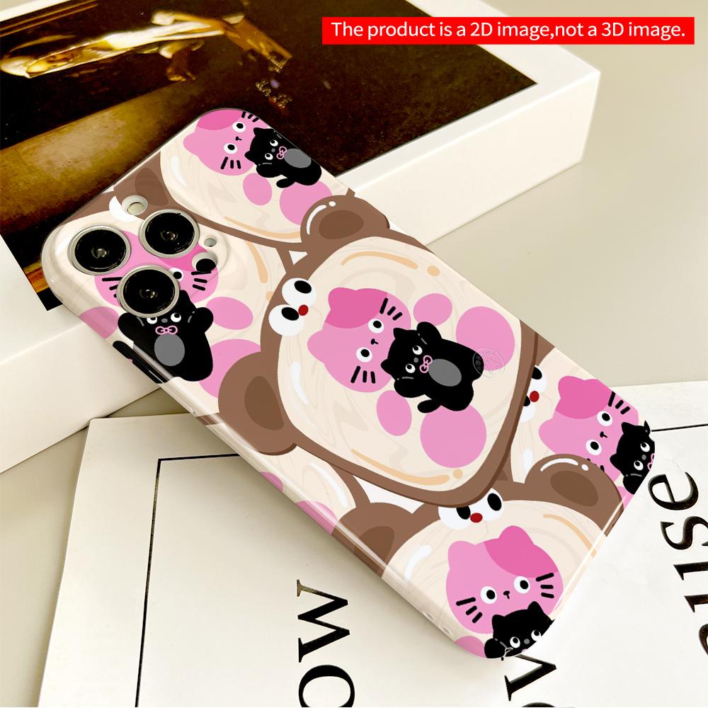 Cute Cat Toast Pattern Phone Case All inclusive film hard phone case, compatible with iPhone 18 Pro Max 17 16 15 14 13 12 11
