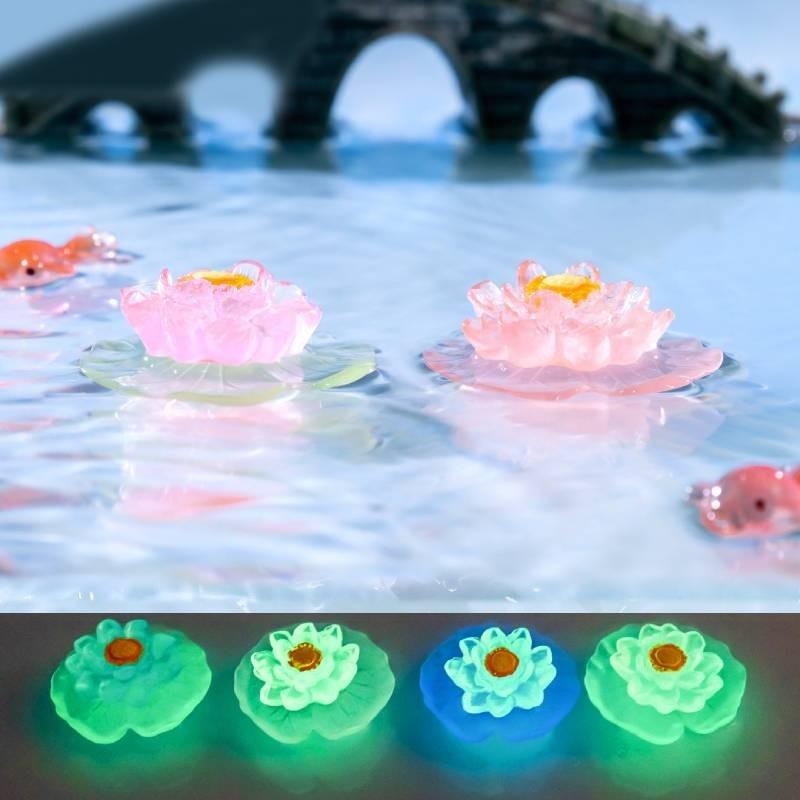 Vibrant Glowing Lotus Decorative Resin Plants For Diy Aquarium Decorations