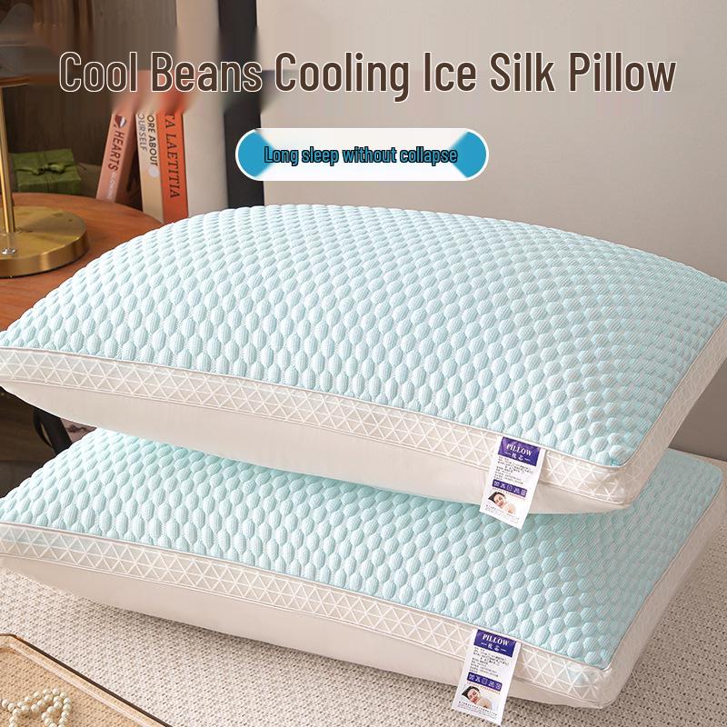 2026 Cool Bean Ice Silk Pillow with Breathable Mesh, Three-Dimensional Style, and Non-Collapsing Core