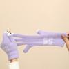 1 Pair Warm Plush Gloves Cutout Finger Tips Thick Plush Funny Cartoon Face Knitted Soft Elastic Anti-slip Warm Touch Screen Cycling Gloves