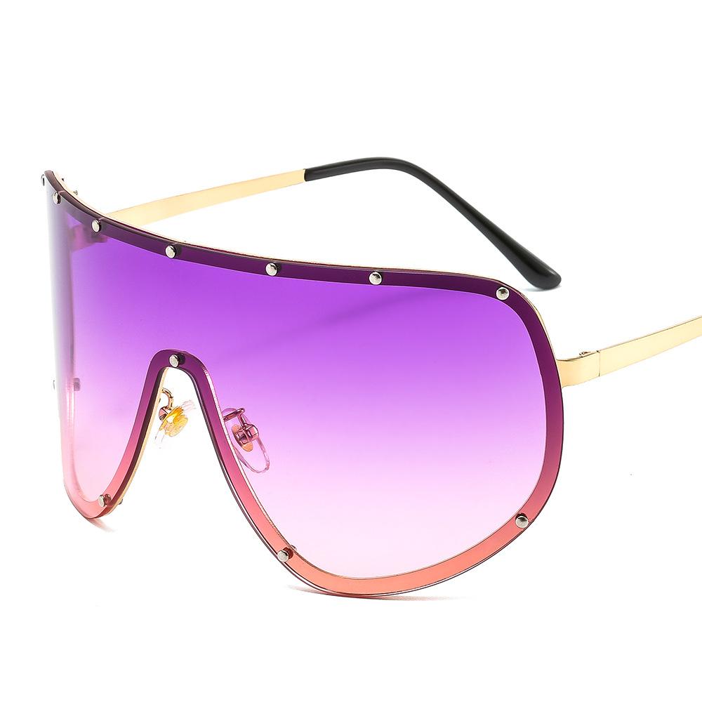 Oversized Rimless Shield Sunglasses Women Men New One Piece Lens Visor Mask Windproof Black Big Sun Glasses Shades Unique Uv400