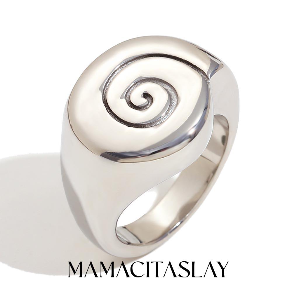 MamacitaSlay 2026 New Design Spool Spiral Texture Rings 18K Gold Plated Stainless Steel Waterproof Jewelry Women's Simple Gift