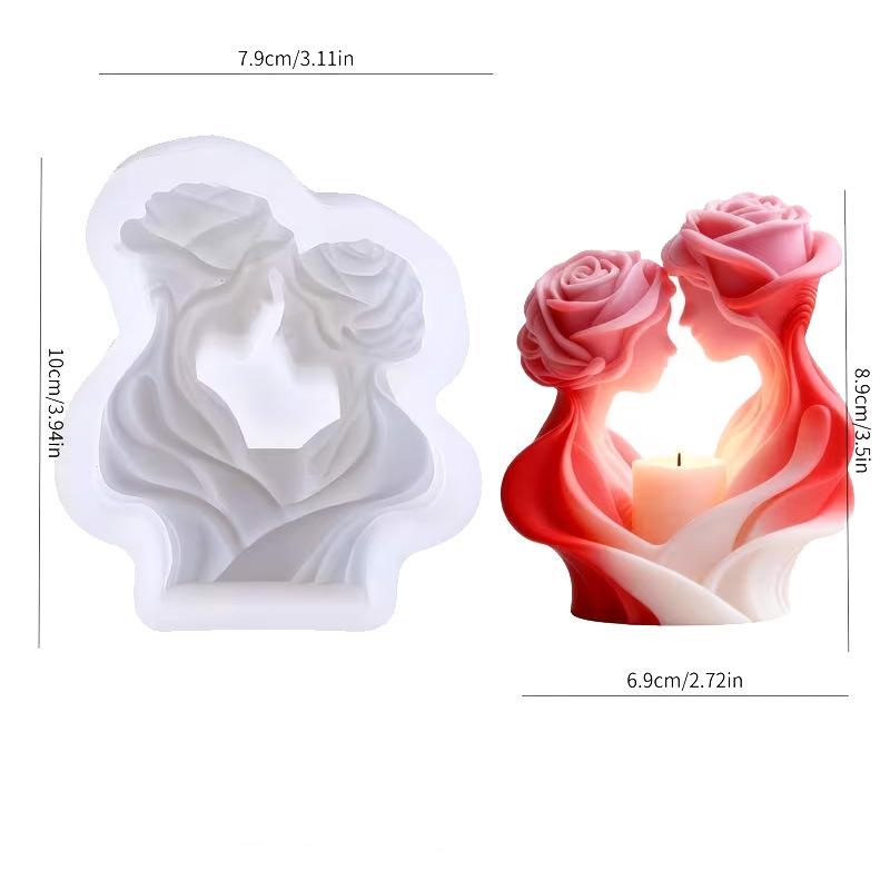 

Силиконовая форма для свечи Роза Любви DIY Поделка Креативное Украшение в виде Розы и Пары Человека Форма для смолы Свадьба День Святого Валентина Подарок Декор