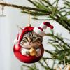 Acrylic Christmas Cat Charm Ornament Unique Holiday Decor Fun Pendant Decorations for Christmas Trees Door and Window