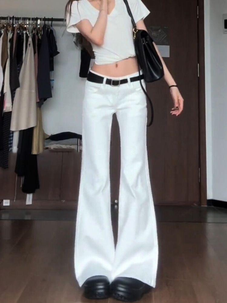 Women's High-Waist Slimming White Flare Jeans