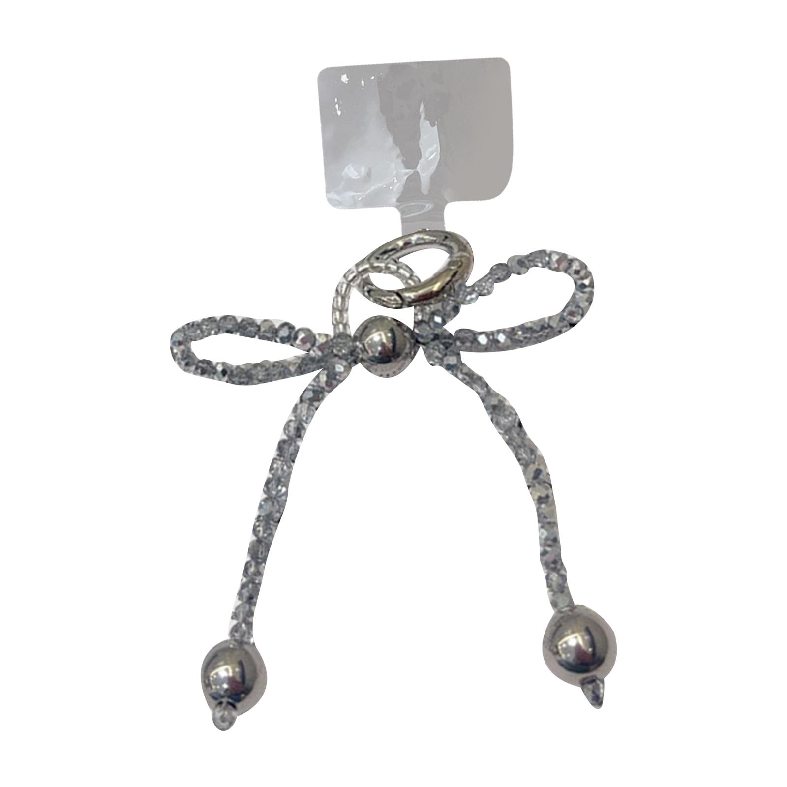 

Элегантный брелок для телефона с бусинами и бантом, ремешок, брелок, украшение для сумки в форме бабочки, стильное украшение для школьного рюкзака светло-серый