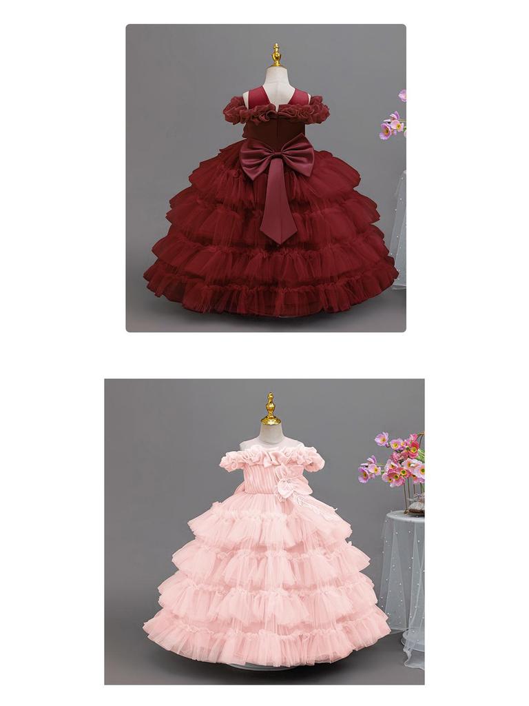 Little Girl's Princess Piano Performance Gown - Elegant High-End Wedding Tulle Cake Skirt Dress
