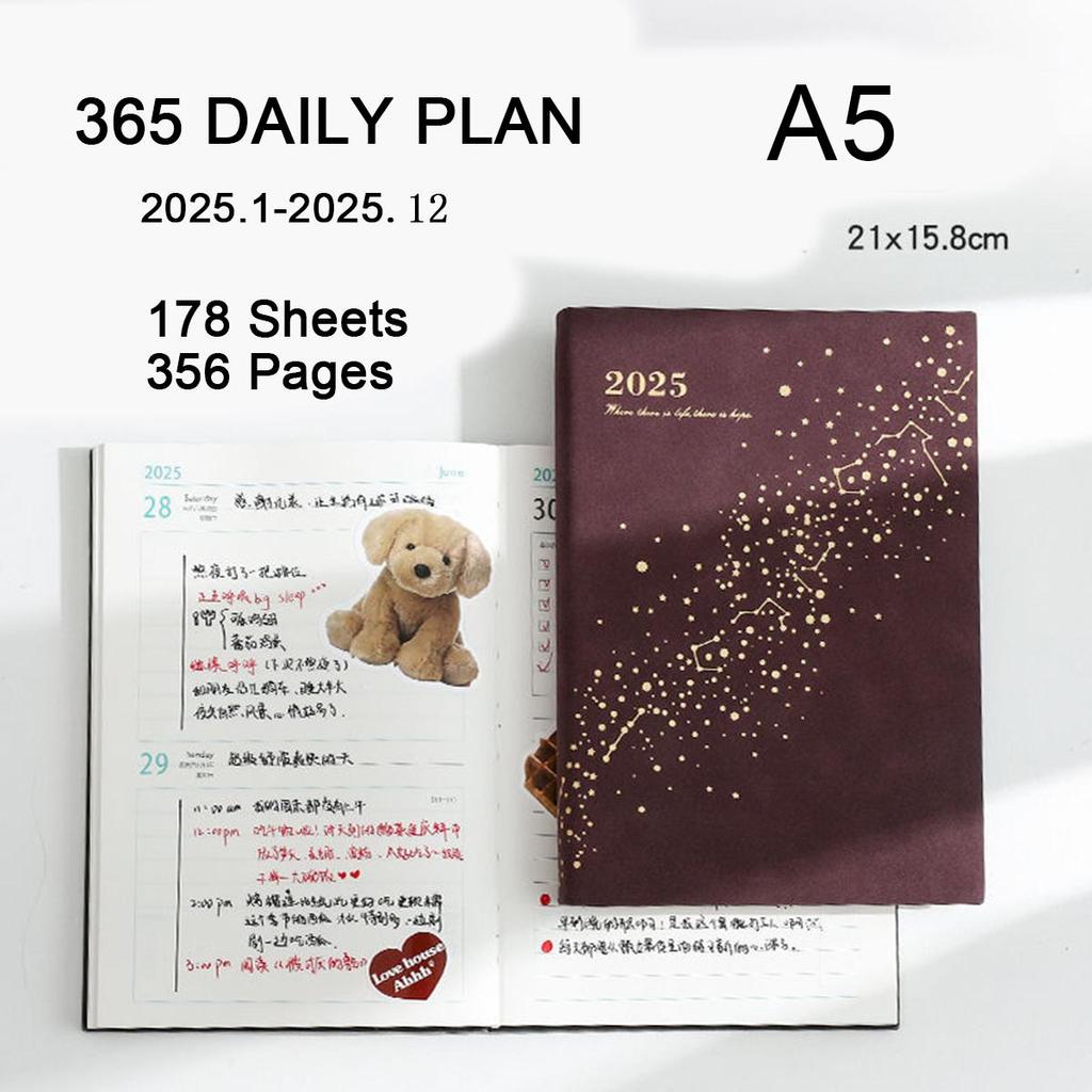 A5 Leder Studenten 2025 Zeitplaner Ganzjahresplaner Business Notizblock 365 Tage Tagesplaner Memo Notizbuch 178 Blatt 356 Seiten