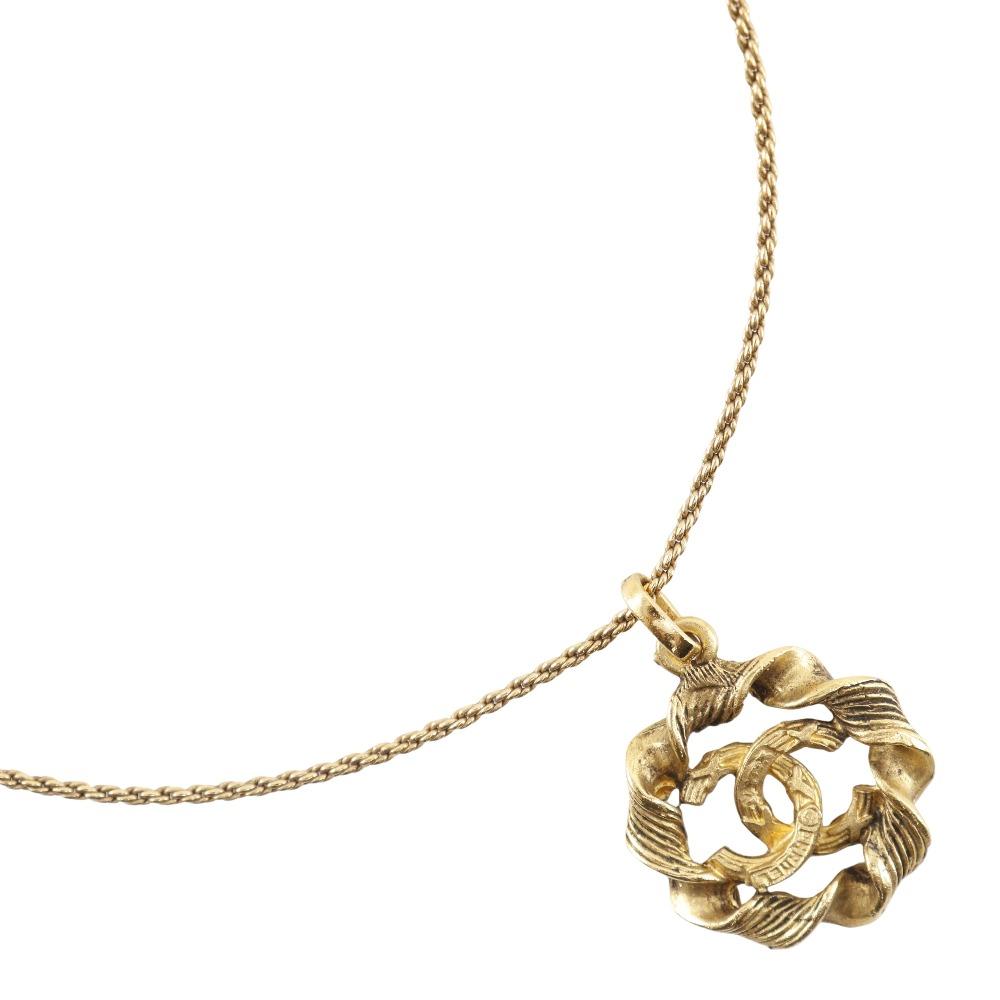 CHANEL COCO Mark Necklace vintage Plated Gold 7.5g Women Used