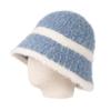 Hat women's autumn and winter new lamb plush bucket hat color matching versatile bucket hat warm and cold knitted basin hat tide