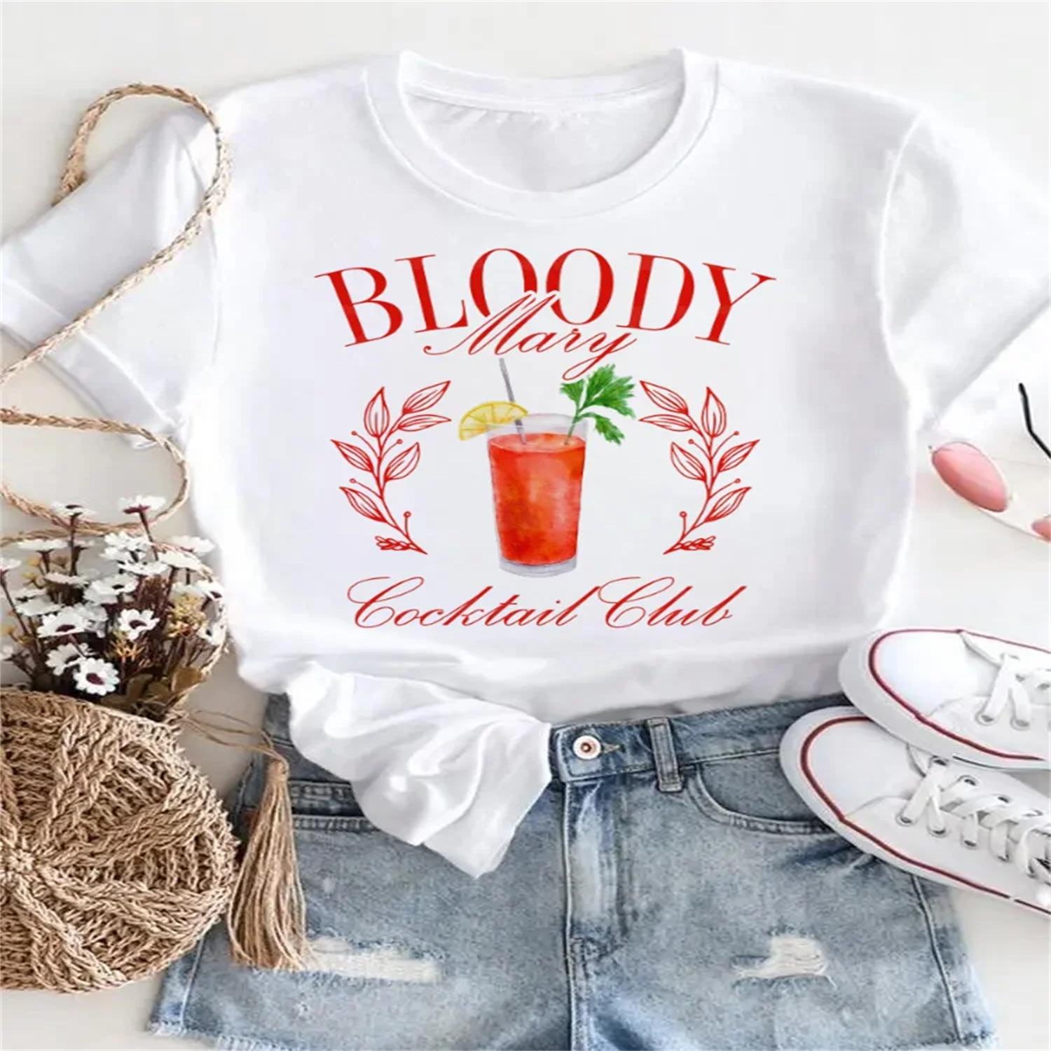 Clothing Printing 90s Fashionable Holiday Travel T-Shirt Top Women s Casual Versatile Pattern Women s Basic Short Sleeve T-Shirt S