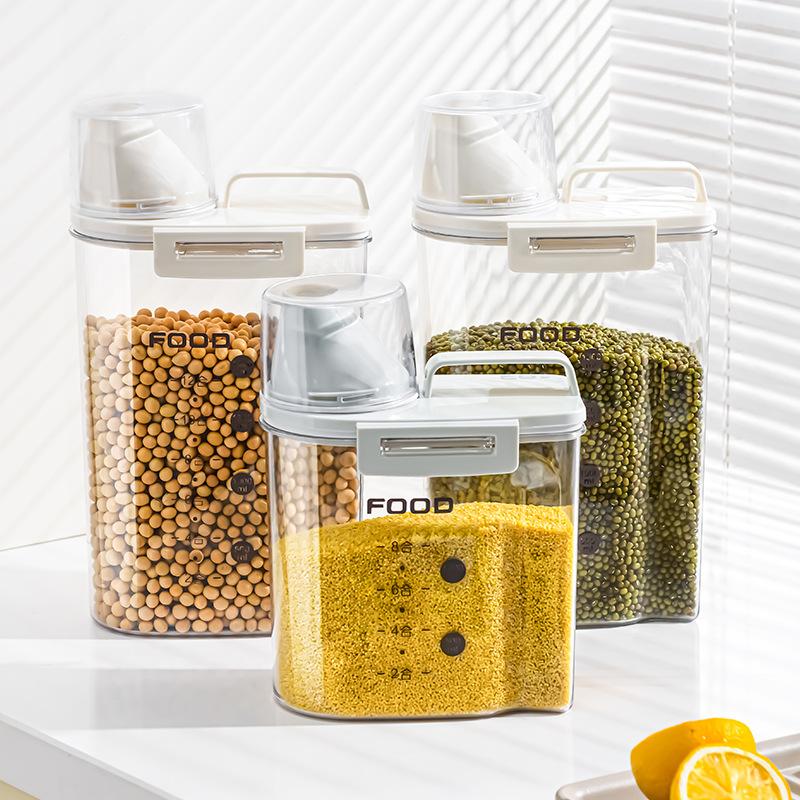

1.8/2.5L Rice Grain Storage Tank Kitchen Moisture-proof Sealed Insect-proof Flour Storage Tank Cat Food Dog Food Storage Box