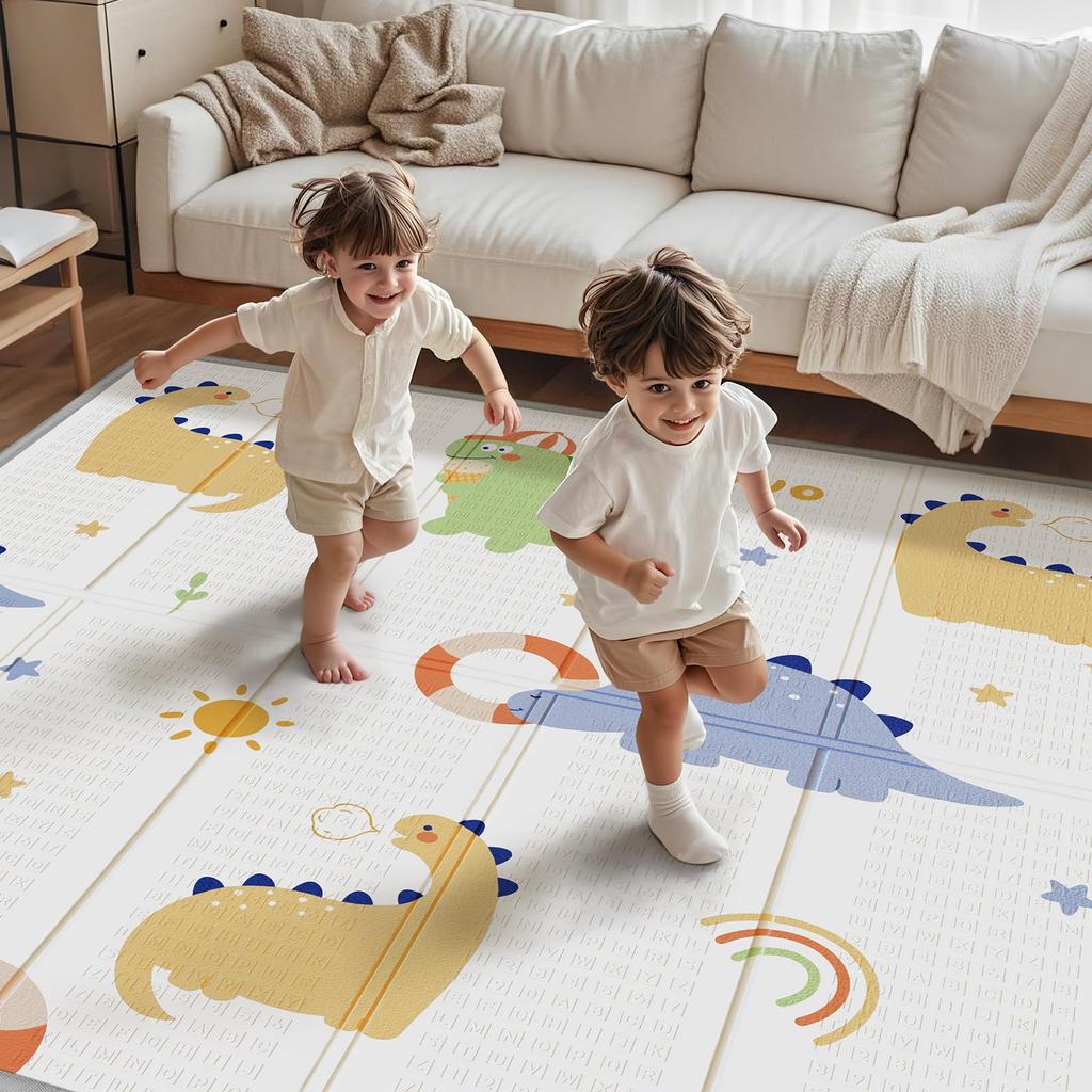 Foldable Baby Play Mat, PIGLOG Waterproof Playmats for Babies and Toddlers Kids, Safe Foam Playmat for Tummy Time, 50x50 Playpen