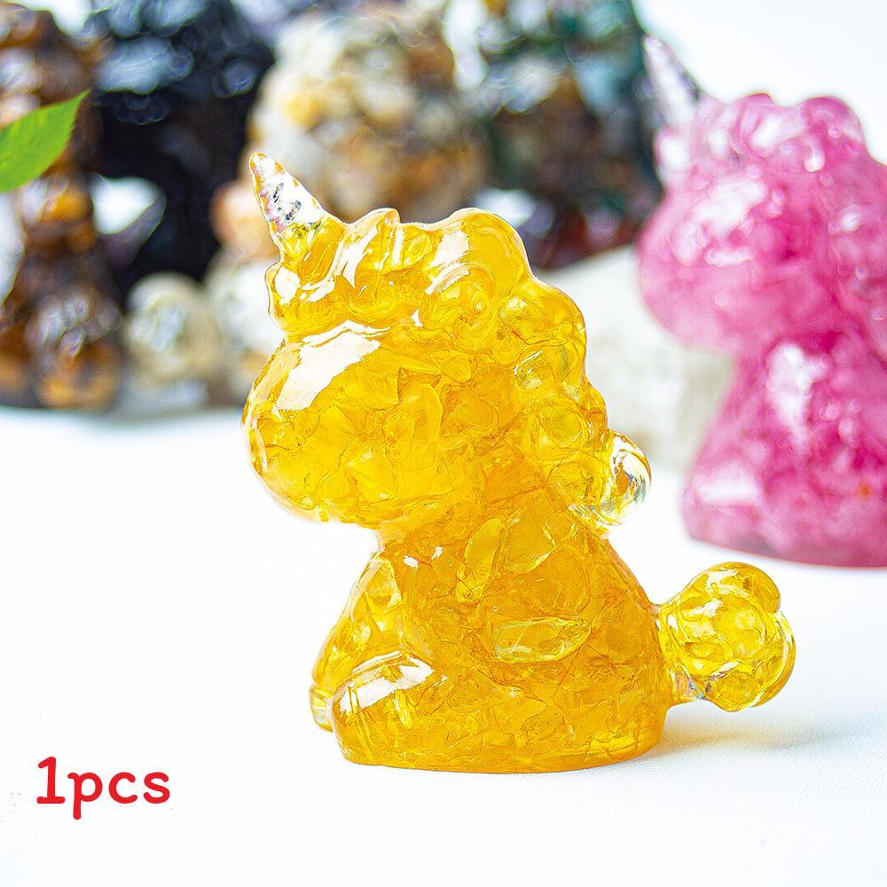 Unicorn Resin Figurine With Handcrafted Crystal Texture For Home Decor And Giftgiving