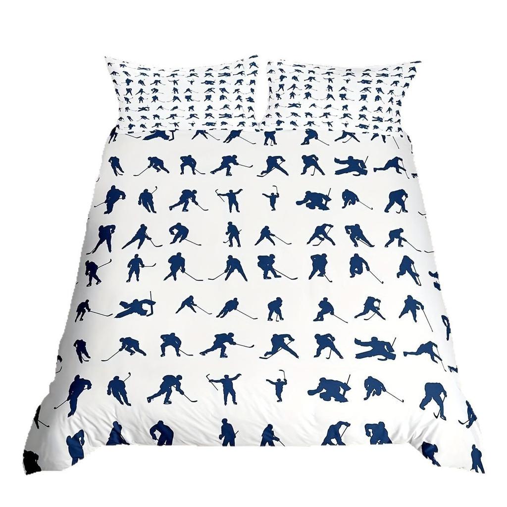 Hockey Sengetøy Sett Ishockey Seng Dynesett Barnas Vintersport Spill Tredelt Sett