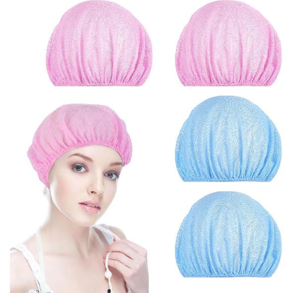 4 Pcs Hair Net for Sleep, Mesh Sleep Caps Women Hair Cap Night Sleep Cap Pink and Blue