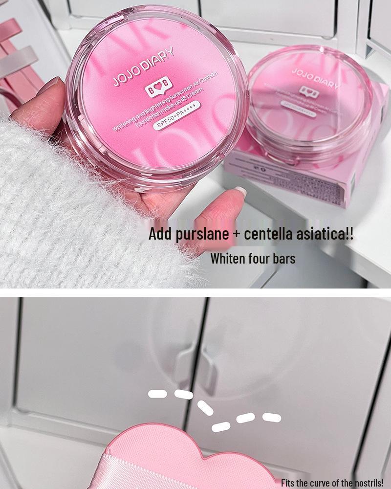 Jiujiu Diary Sunscreen Cushion BB Cream: Concealer, Brightening, Oil Control, Waterproof, Long-Lasting, Non-Cakey Foundation for Students and Parties.