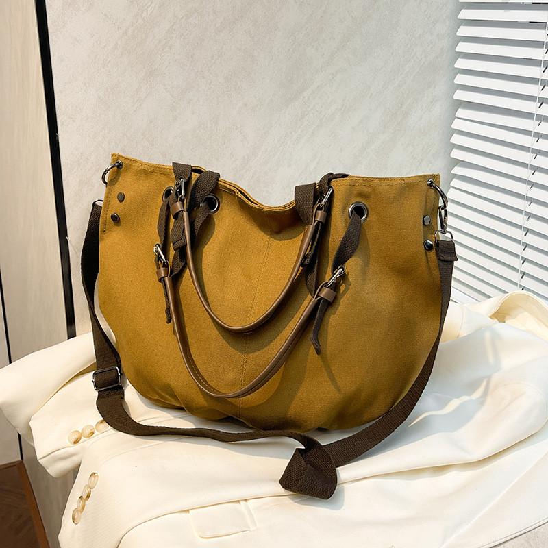 Stylish Large Capacity Women's Tote Bag Retro Solid Color Shoulder Crossbody Purse