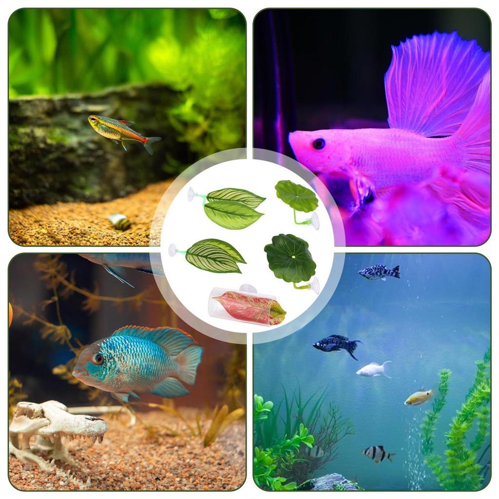 Betta Fish Hammock 5 Pieces Adjustable Betta Leaf Hammock Fish Toys Set Aquarium Decor For Corner Sleeping Breeding Playing