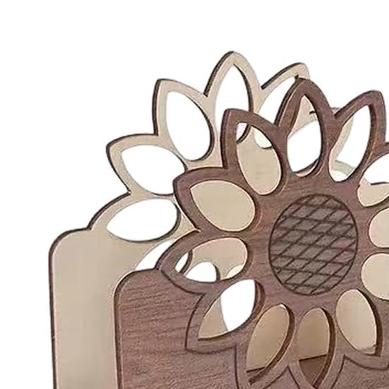 Rustic Napkin Holder Vintage Butterfly/Sunflower Wooden Paper Towel Dispenser Tabletop Standing Napkin Rack for Kitchen Dining Room Farmhouse Party