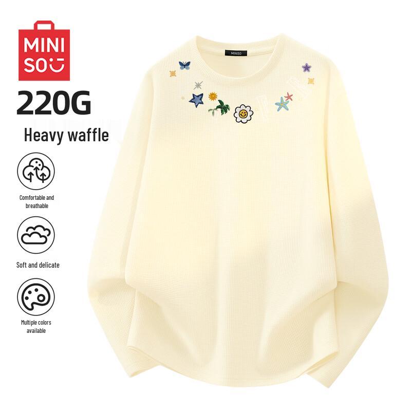 

MINISO Men s Waffle Knit Long Sleeve T-Shirt XL
