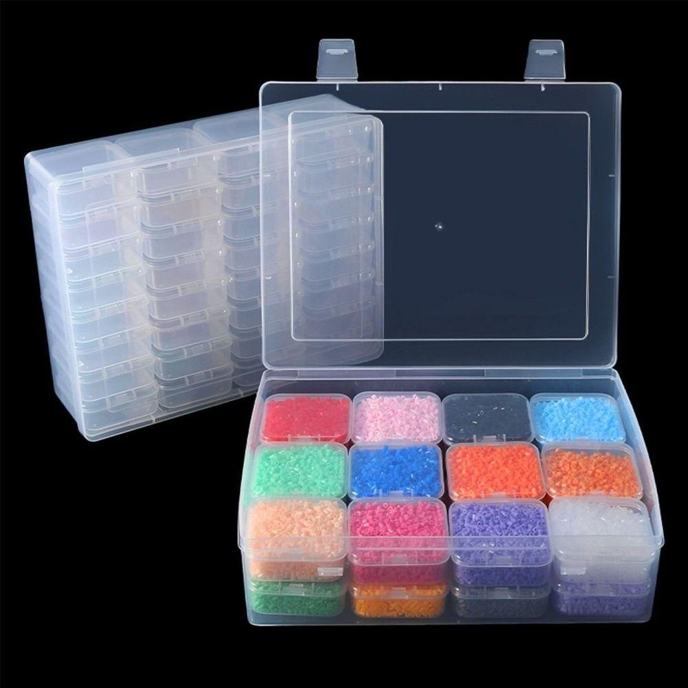 Clear Perler Beads Storage Boxes Large Capacity Transparent Lid Transparent Storage Box Square DIY Beads Storage Containers