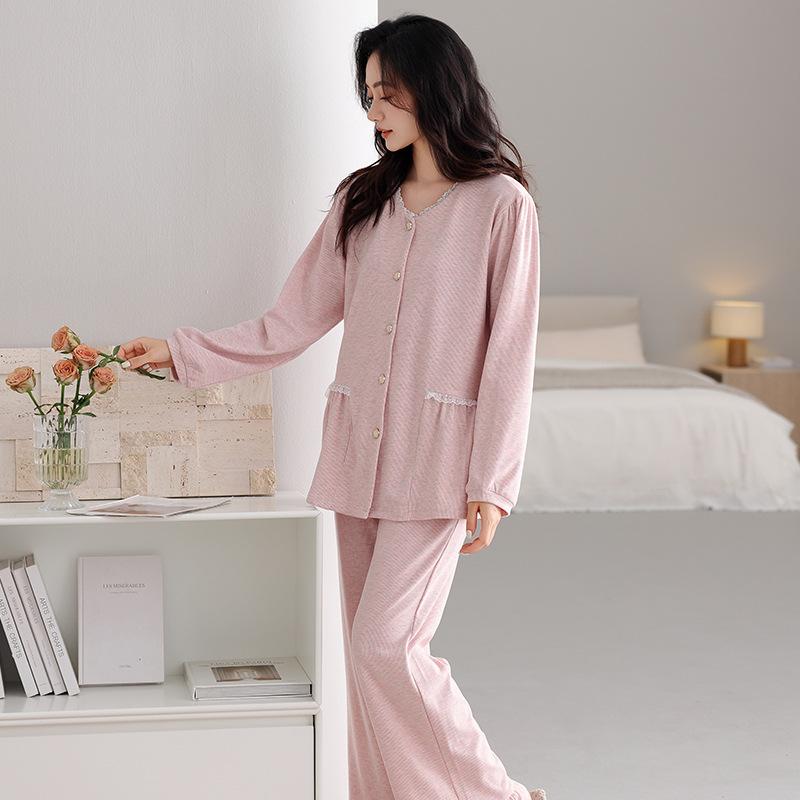 Pajamas Women'S Autumn And Winter Long-Sleeved Trousers Double-Sided Polished German Velvet Medium And Thick Loungewear Warm Suit
