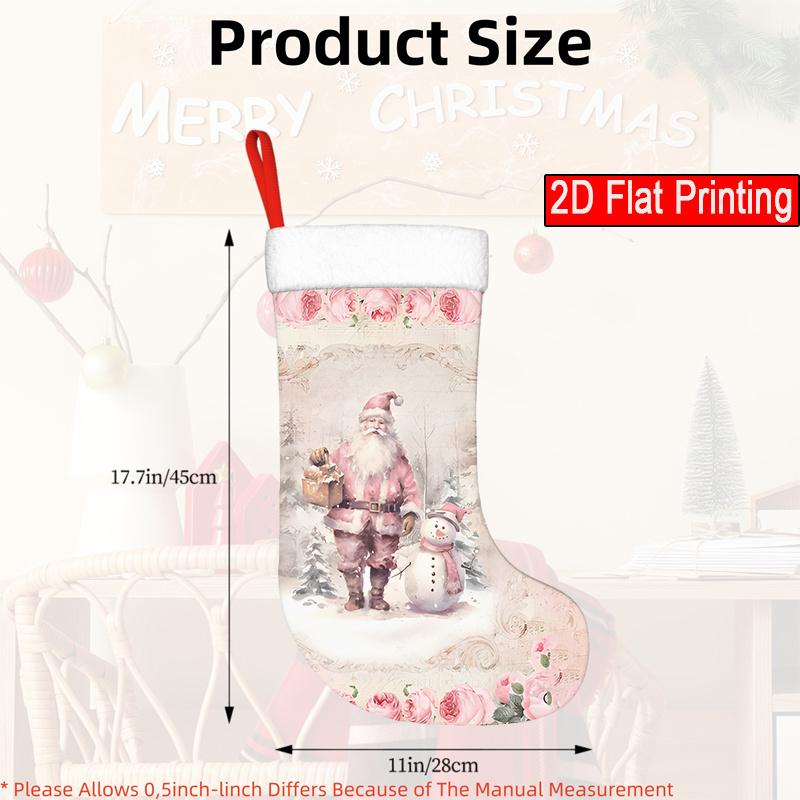 Christmas decoration fireplace hanging stockingOne Piece Featuring Santa Claus And a Snowman Design, Ideal for