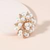 Elegant Temperament Exaggerated Diamond-encrusted Pearl Flower Ring, European and American Fashion Creative Opening Ring