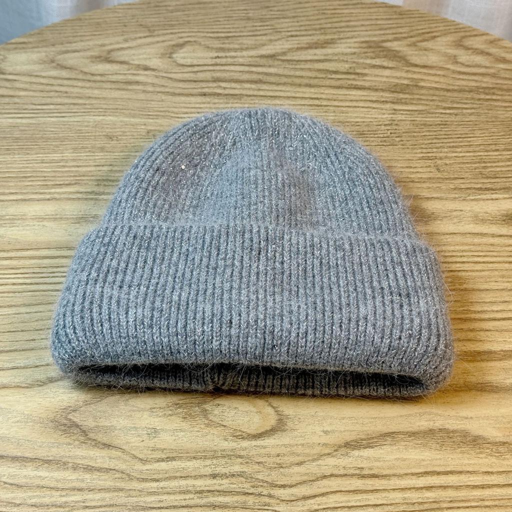 Căciulă nouă din blană de iepure cu paiete pentru femei, toamnă și iarnă, stil coreean casual, asortabilă cu orice, căciulă tricotată, îngroșată, rezistentă la frig, călduroasă, căciulă de iarnă