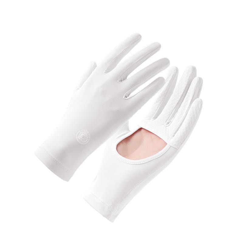 Sunscreen Gloves for Women's Ice Silk Summer Anti-ultraviolet Outdoor Thin Cycling Driving Anti Slip Palm Hollow Gloves