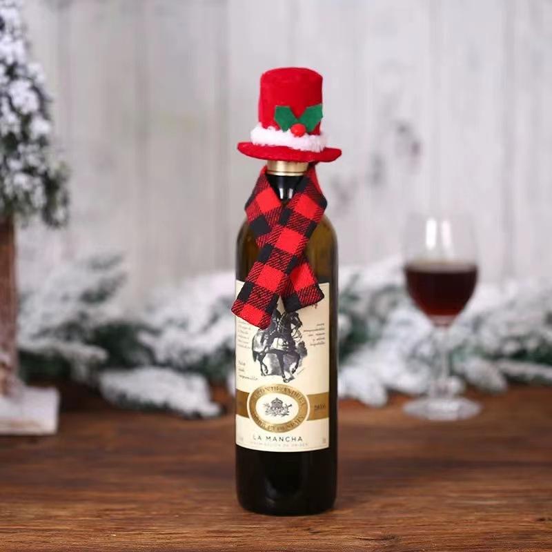 Penutup botol anggur Natal dekorasi Selamat Natal untuk rumah manusia salju Natal dekorasi meja, hadiah Natal Selamat Tahun Baru
