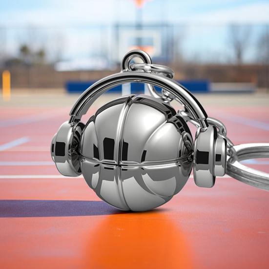 Basketball Headset Keychain Pendant Metal Sport-themed Keyring Portable Basketball Earphone Keychain Exclusive Gifts for Fans Accessories