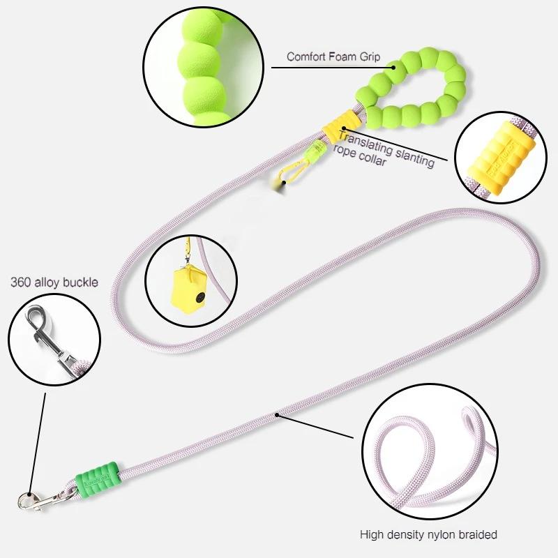 Soft Dog Leash 6FT Running Leash with Swivel Lockable Hook and Comfortable Foam Handle Dog Lead for Large Small Medium Dogs