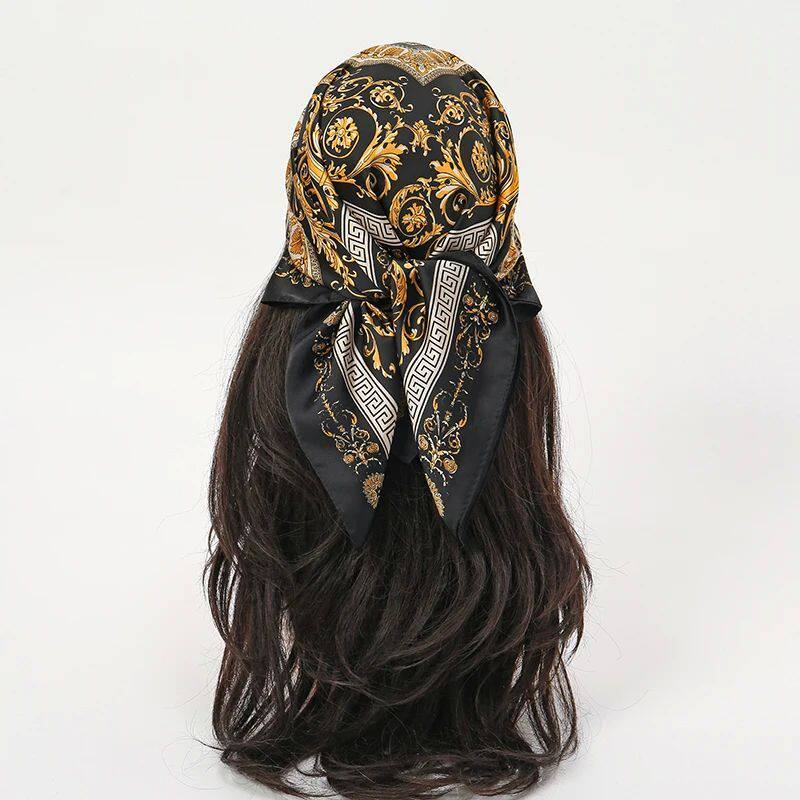 Luxury New Print Silk Scarf Women Versatile 70 Neckerchief Thin Retro Outdoor Scarf Bandana Square Scarf