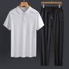Men's Ice Silk Sports Suit - Comfortable Summer Casual Short Sleeve for Dad, Middle-aged, and Elderly.