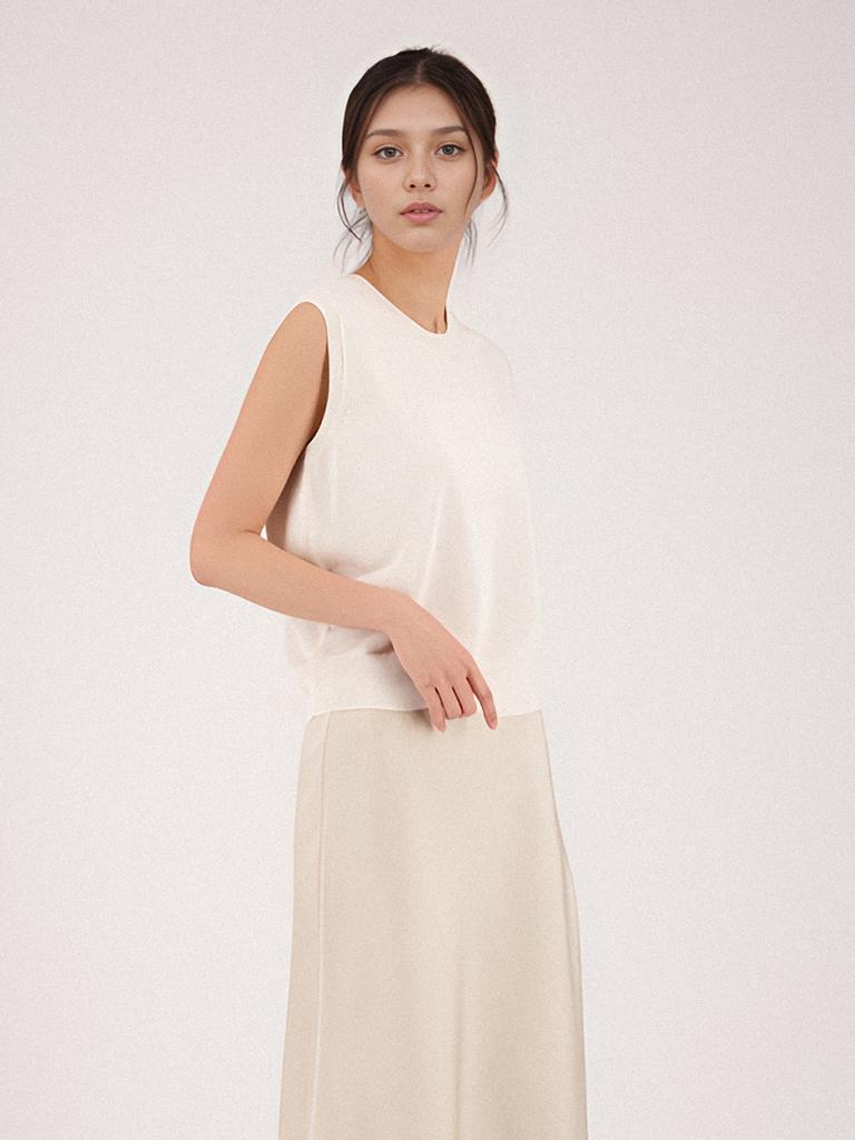 ACUD Linen Round Neck Sleeveless Knit _Ivory