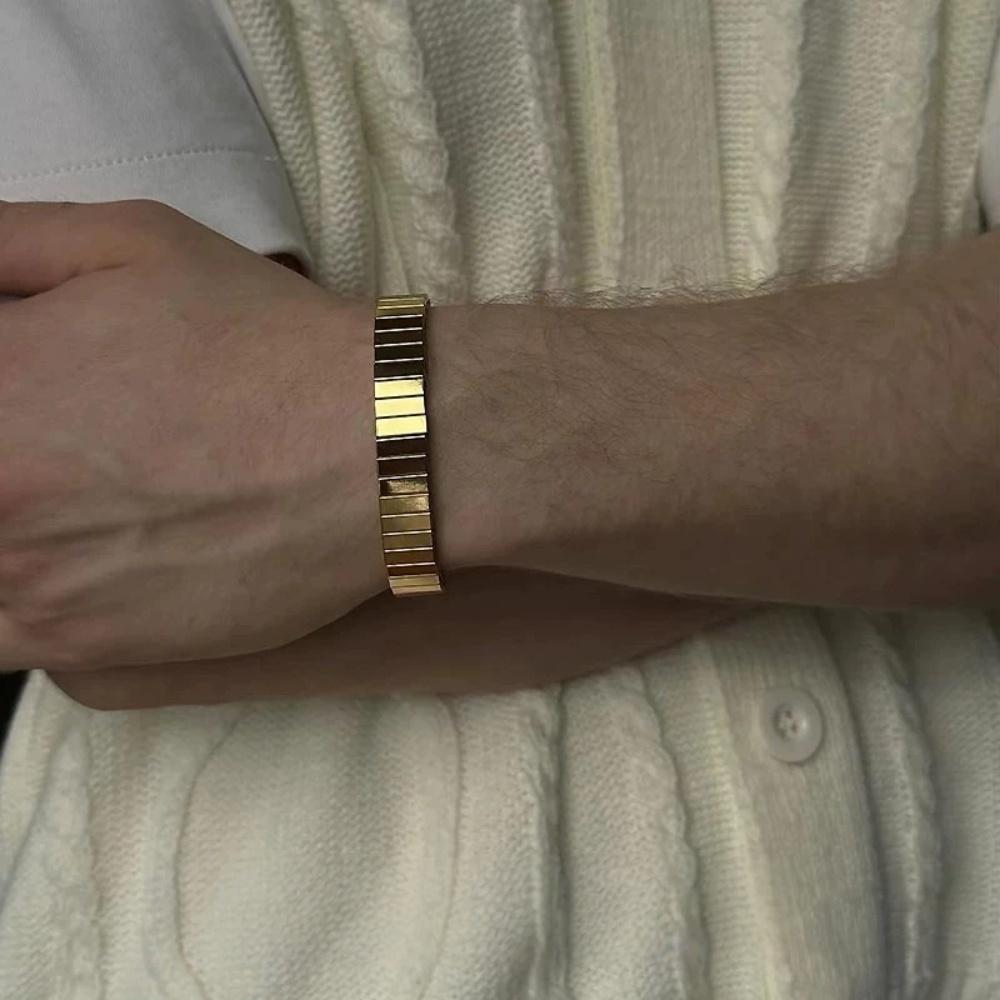 Fashion Stainless Steel 9mm Stretch Bangles For Men Simple Imitation Strap Bracelet Trendy Party Women Jewelry Accessories