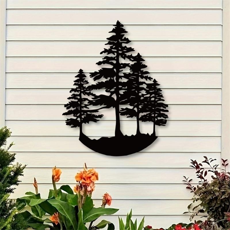 Black Metal Tree Decors Stylishs Iron Wall Plaques Wall Sign for Indoor and Outdoor Use Wall Decorations 23.4x30cm