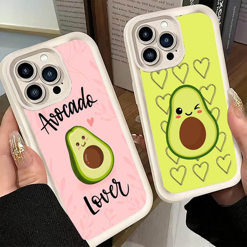 Phone Case for iPhone 17 Air 16E 15 16 Pro Max Cartoon Cute Avocado Cover 14 Plus 13 12 Mini Soft Shell Silicone Fundas
