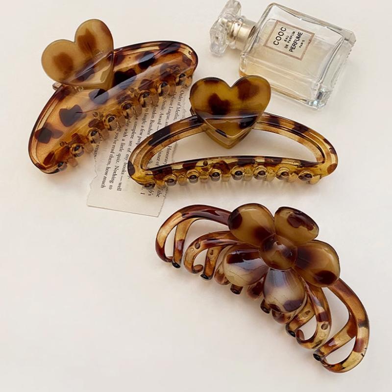 1pc Acid Leopard Print Claw Clip Large Size High-end Feeling Hair Clip for Women Rear of Head Bun Shark Clip Hairpin Headpiece