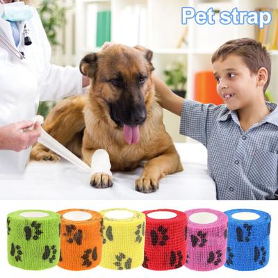 12 Rolls Pet Straps Claw Pattern Self Adhesive Bandage Wraps Breathable Elastic Pet Wraps for Dogs Cats Claw Ankle Sprains Swelling