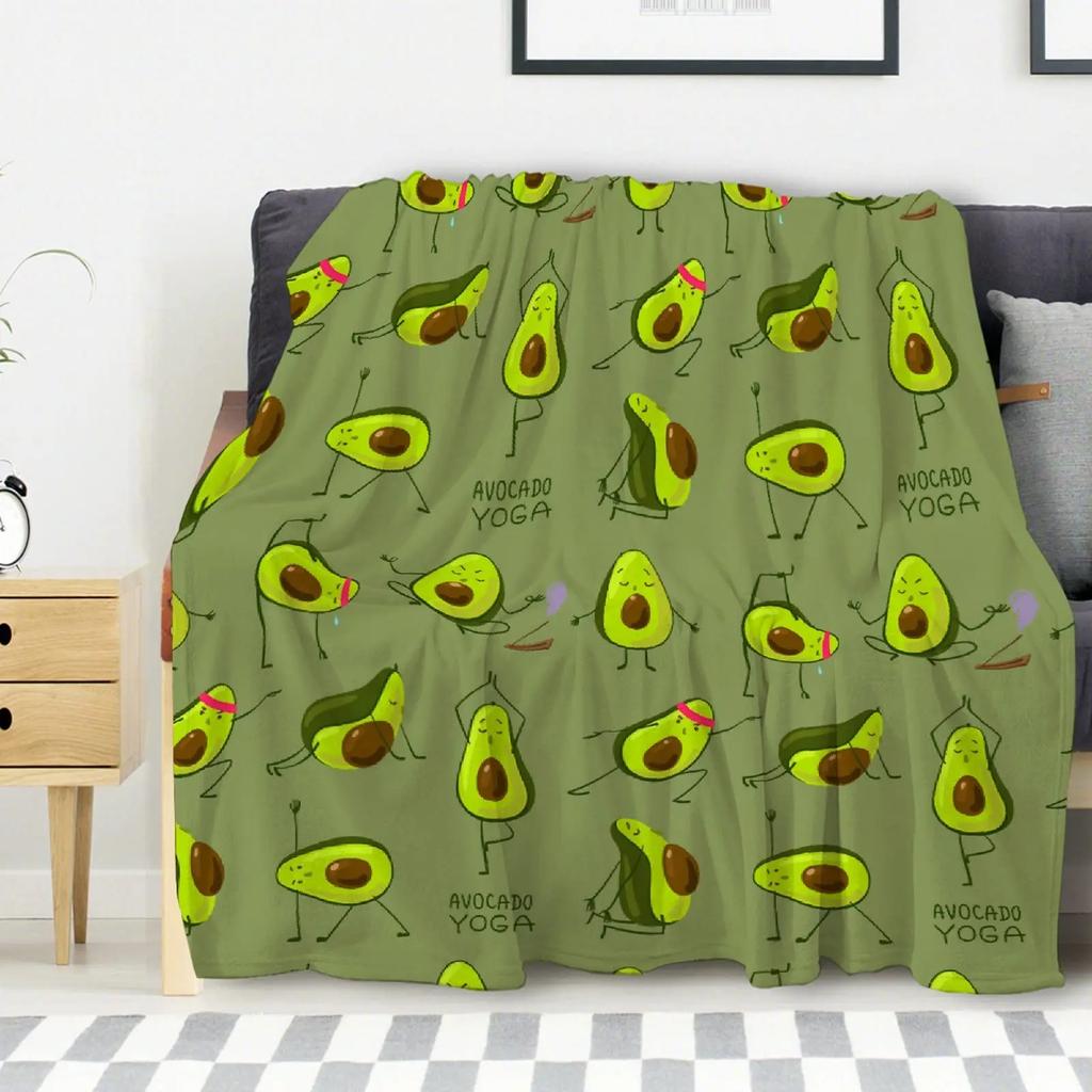 Süße Avocado Lustige Kawaii Fruchtdecke Weiche Leichte Überwurfdecken Gemütliche Flanell Bettüberwürfe für Sofa Couch Reise Zimmer Dekoration