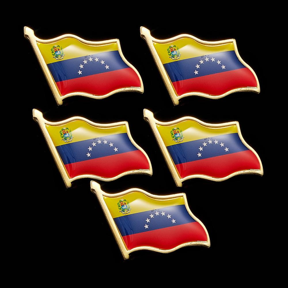 

5/10 Pcs Venezuela Pin Butterfly Clip Venezuela National Flag Brooches Suit Personality Metal Enamel Badge Jewelry Gift